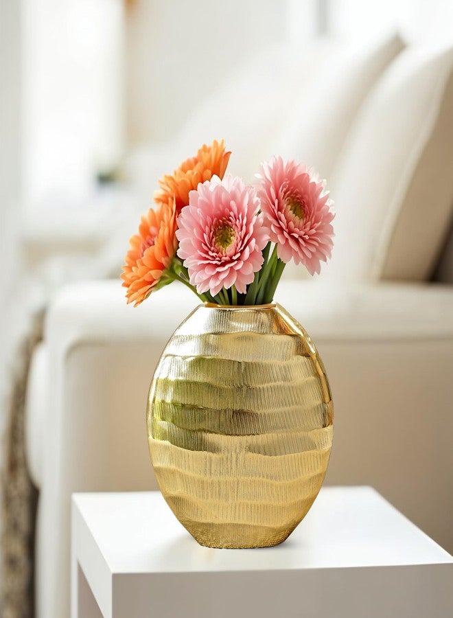 Behoma Golden Waves Aluminium Antirust Flower Vase for Home Decor Living Room, Office, Wedding | Table Decorative Item for Festivals Birthday | Golden Vase 1Pcs (Flower not Included) - Image 2